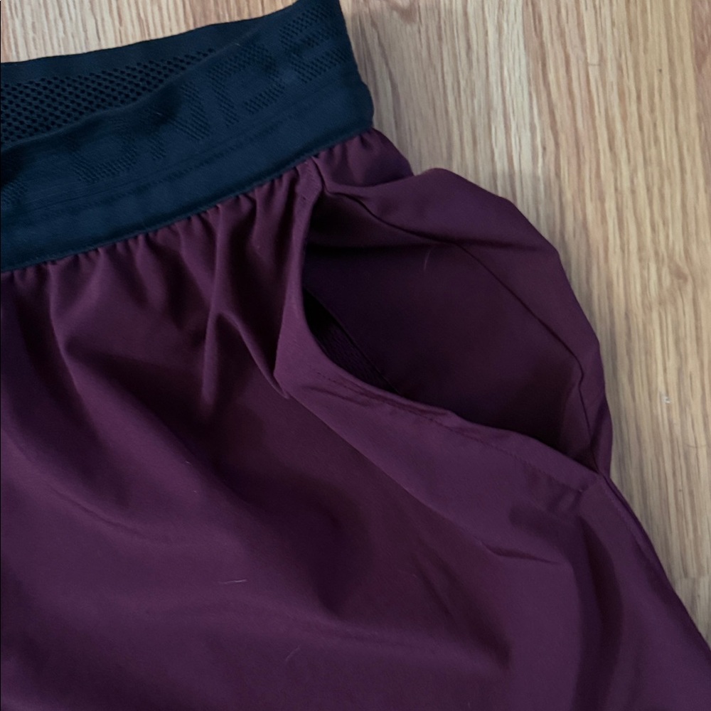 Under Armour Men's Maroon Athletic Shorts with Black Waistband - Picture 3 of 6